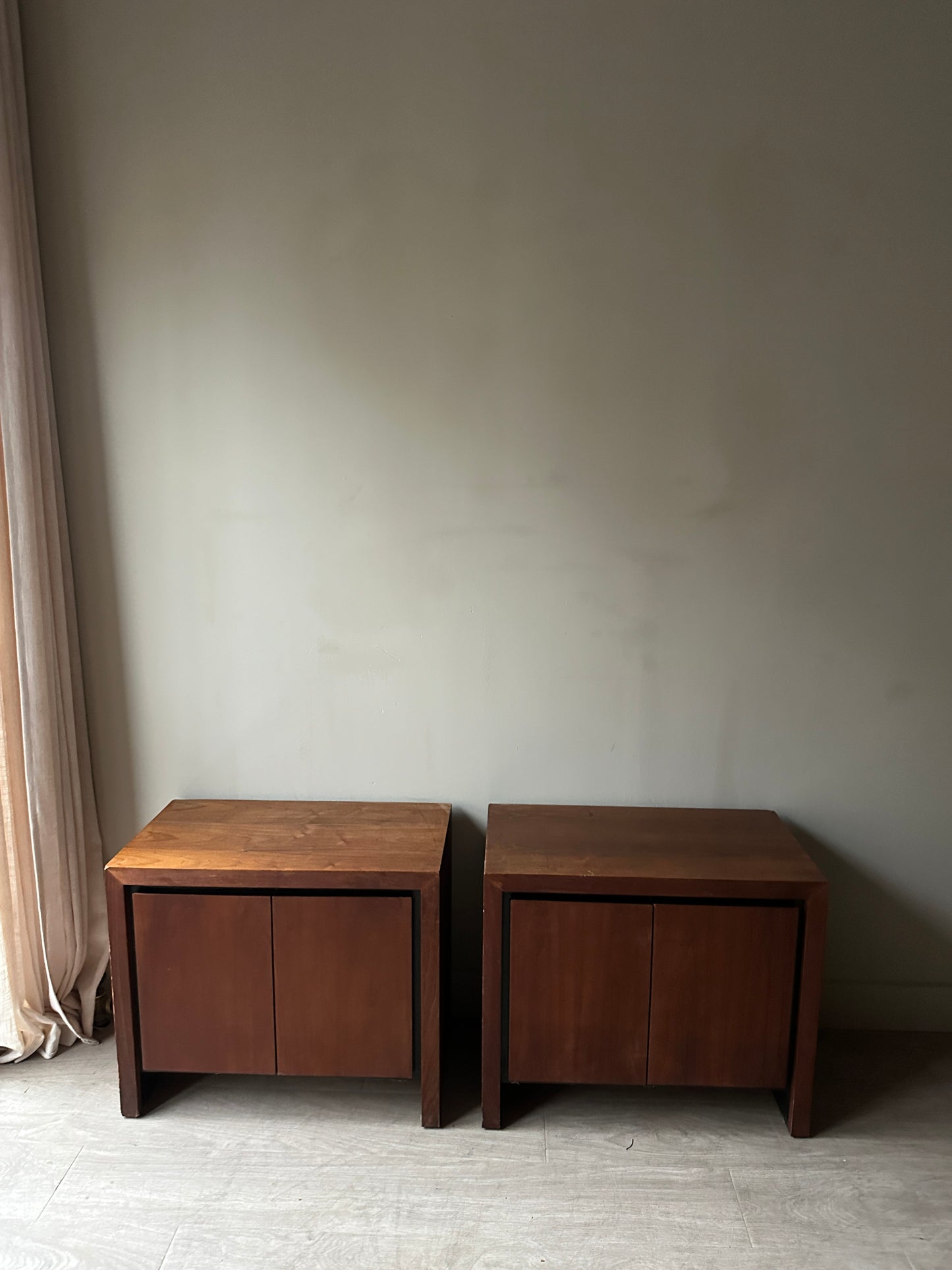 Pair of walnut side tables