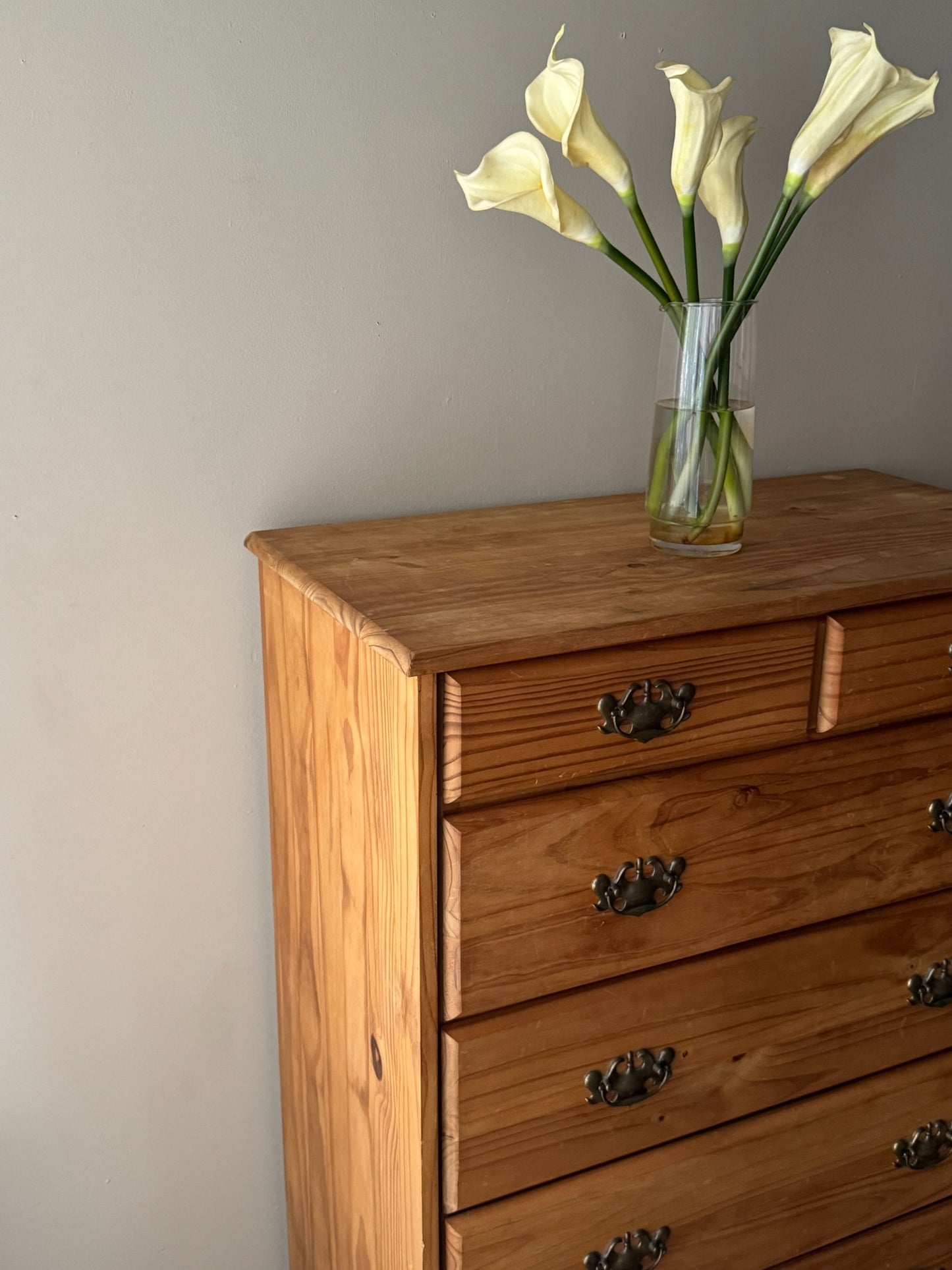 Pine tallboy dresser
