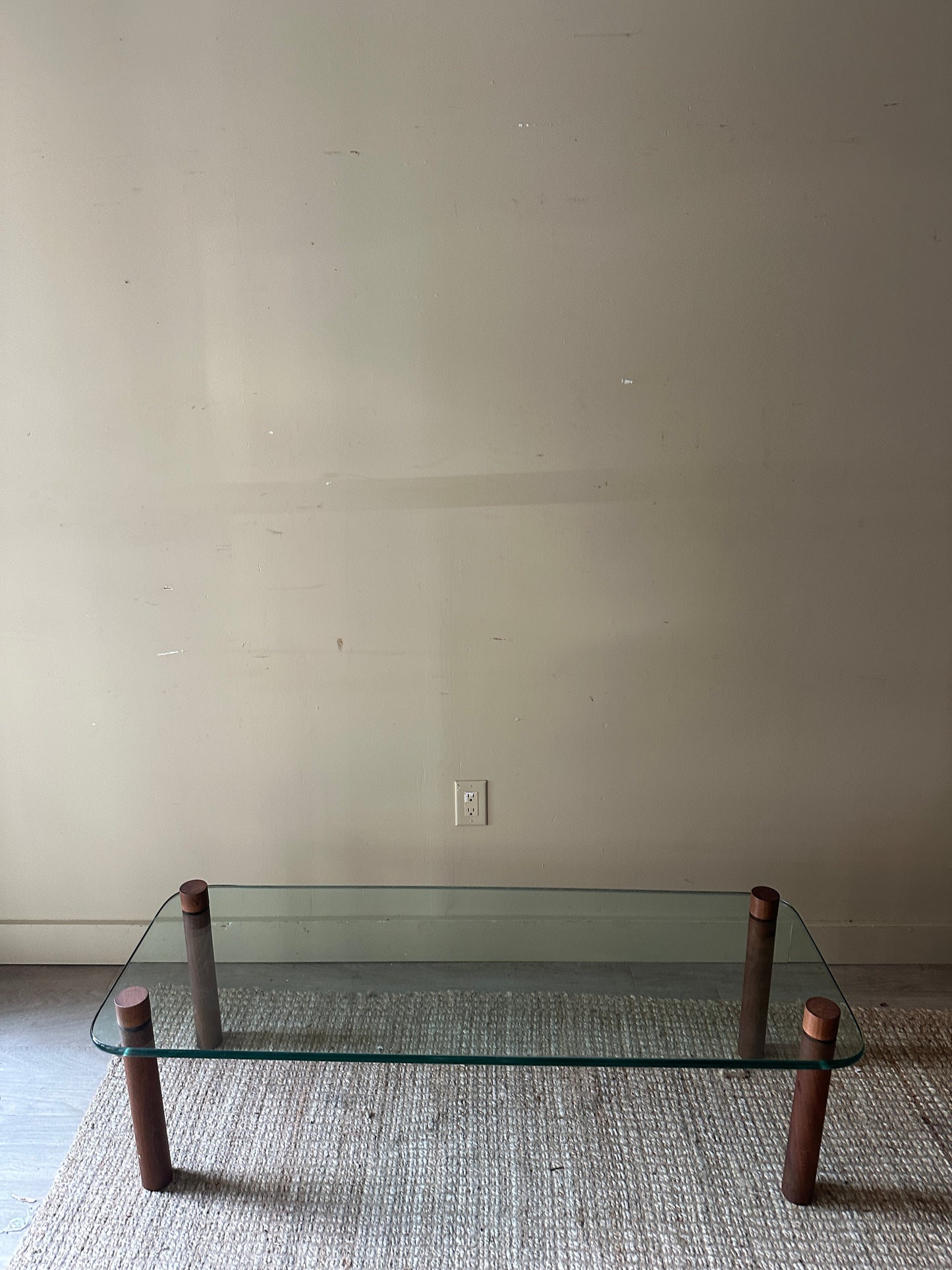 Walnut and glass dining table