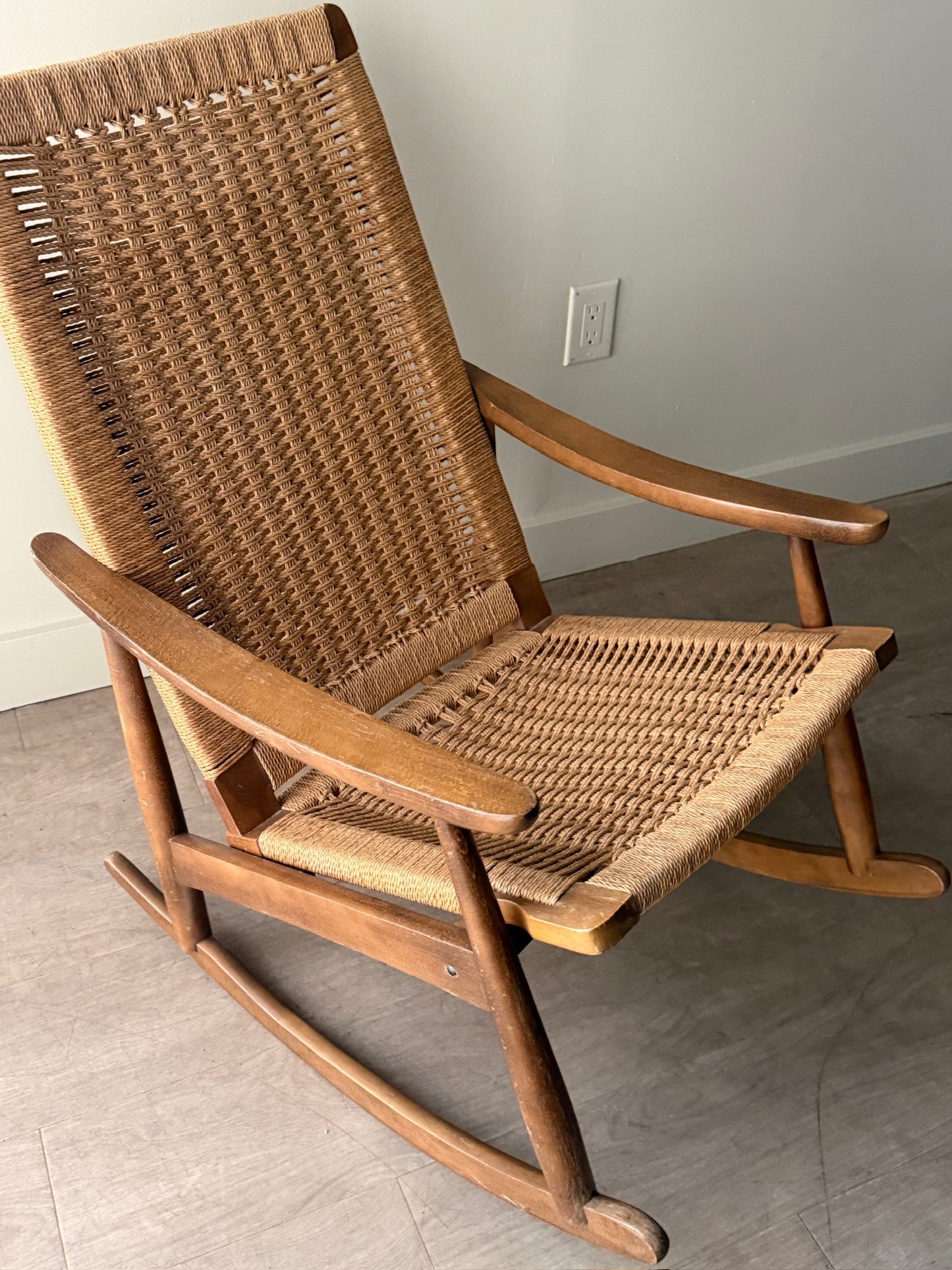 Maple twisted cord rocking chair