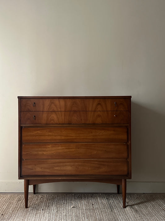 Walnut dresser with brass pulls