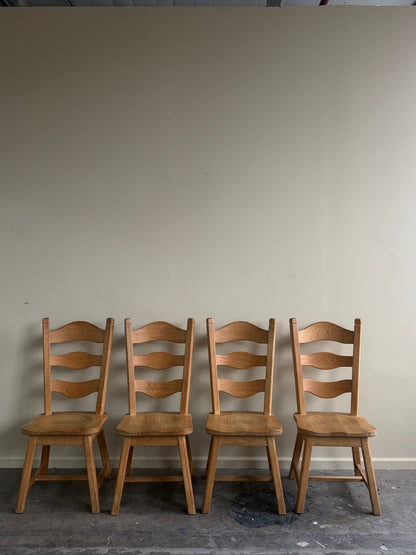 Oak razorblade dining chairs. Sold in pairs.