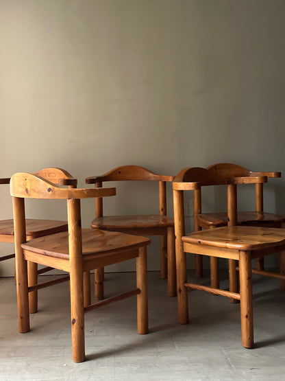 6 Rainer Daumiller pine chairs. (Sets of 2)