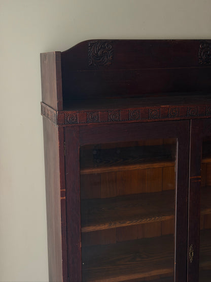 Victorian golden oak display cabinet