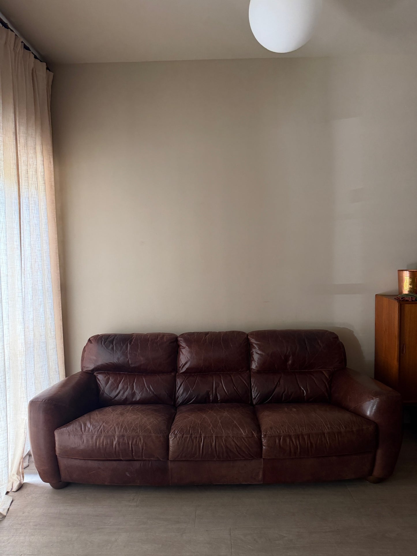 Italian brown leather sofa