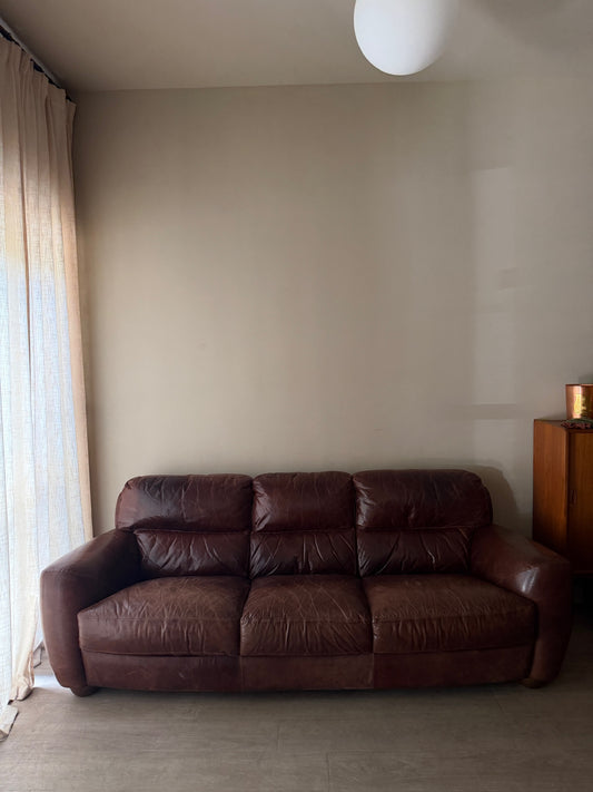 Italian brown leather sofa
