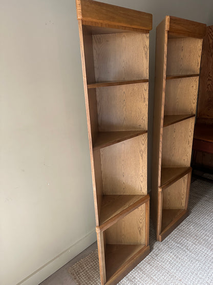 Laminate oak corner shelves. Sold individually.