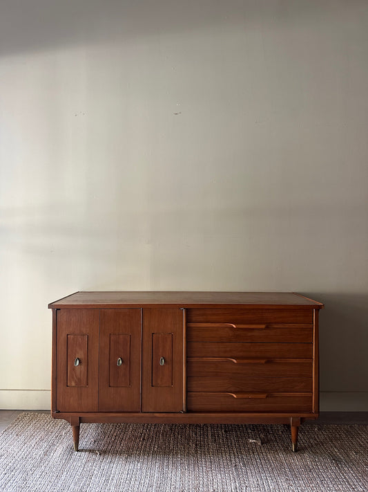 Walnut dresser with gold hardware