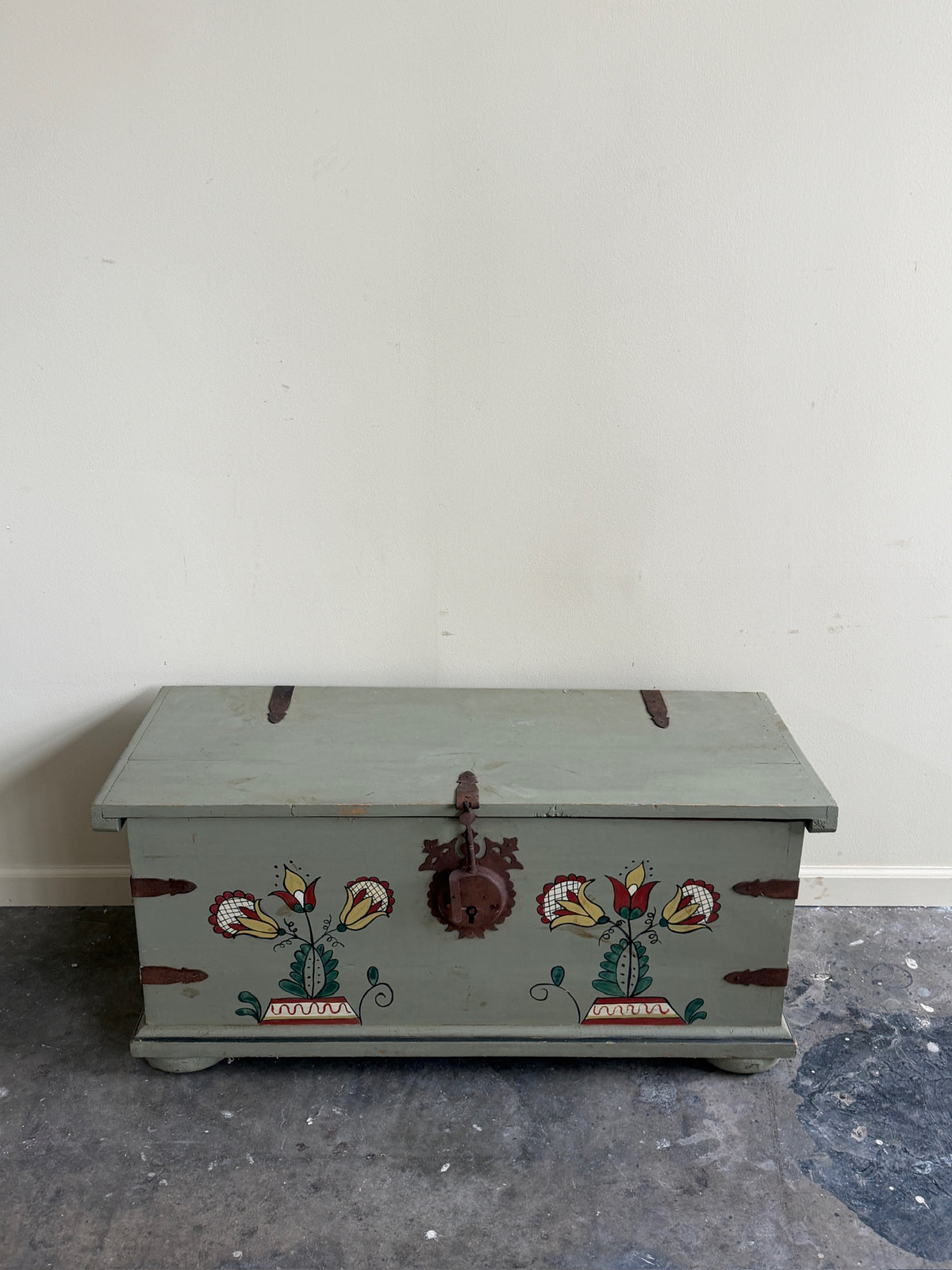 Painted pine chest