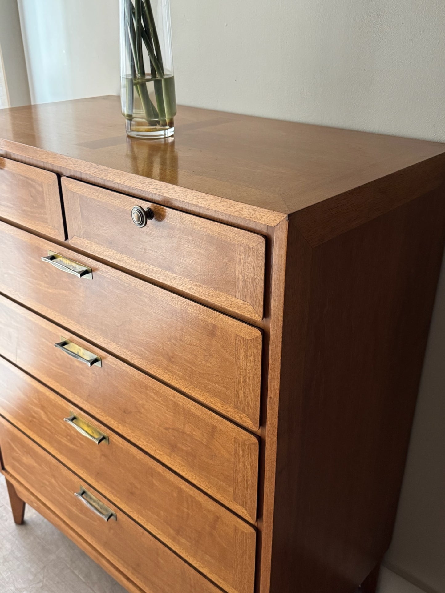 Walnut tallboy dresser