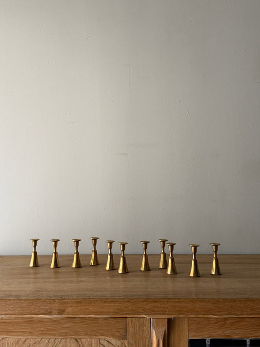 Jens Quistgaard for Dansk brass candleholders. Sold in pairs.