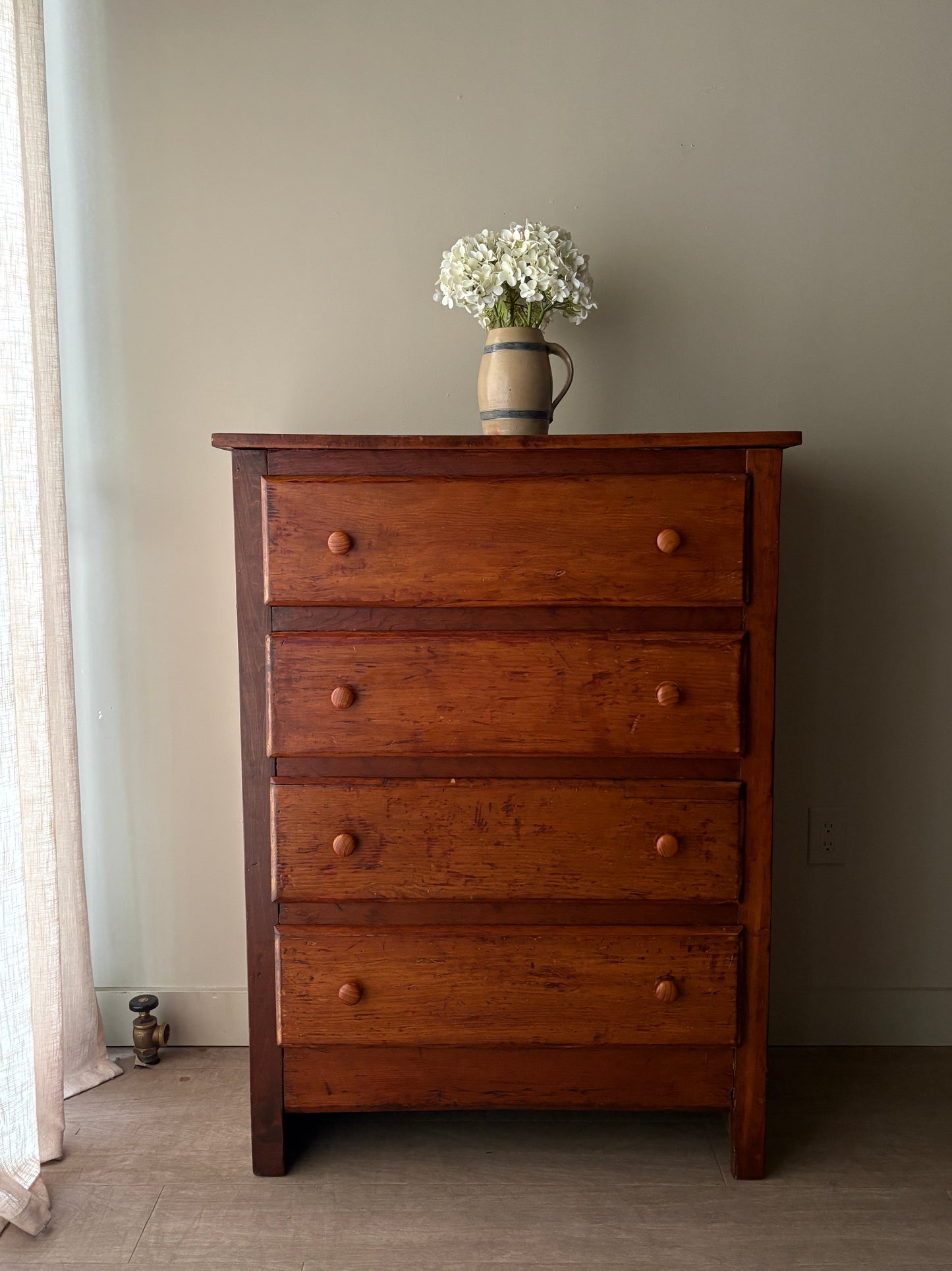 Pine tallboy dresser