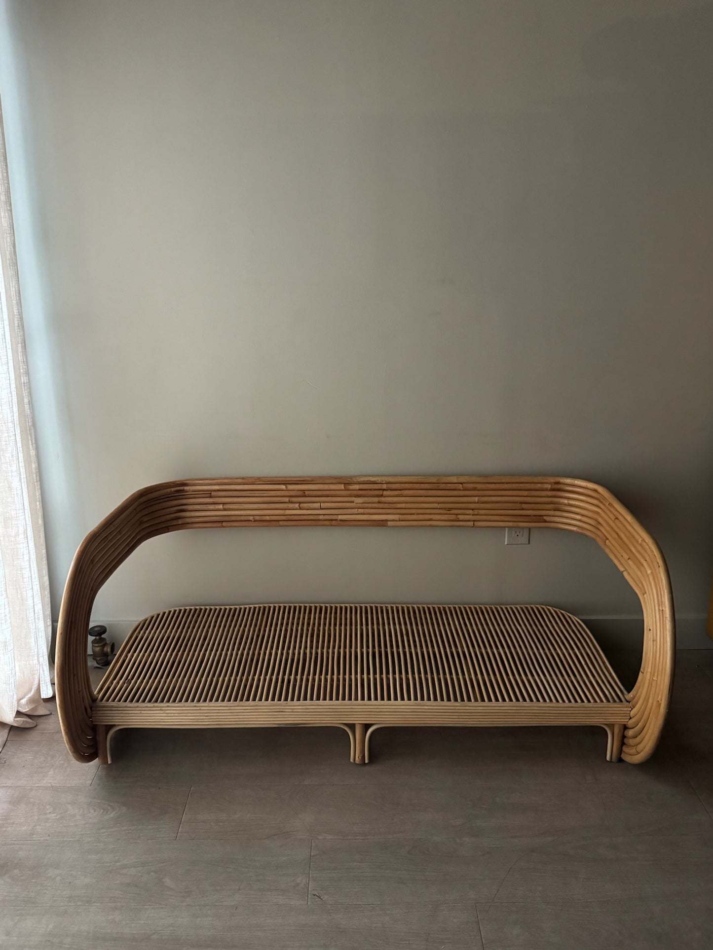 Rattan barrel back bench/sofa