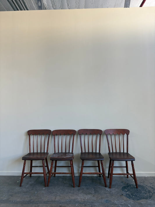 Pennsylvania Federal plank seat painted pine chairs. Sold as set of 4.