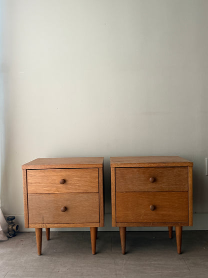 Pair of pencil leg bedside tables. Sold as pair.