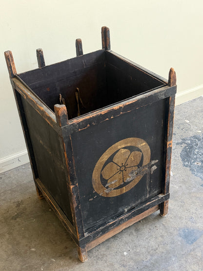 Painted floral storage bin