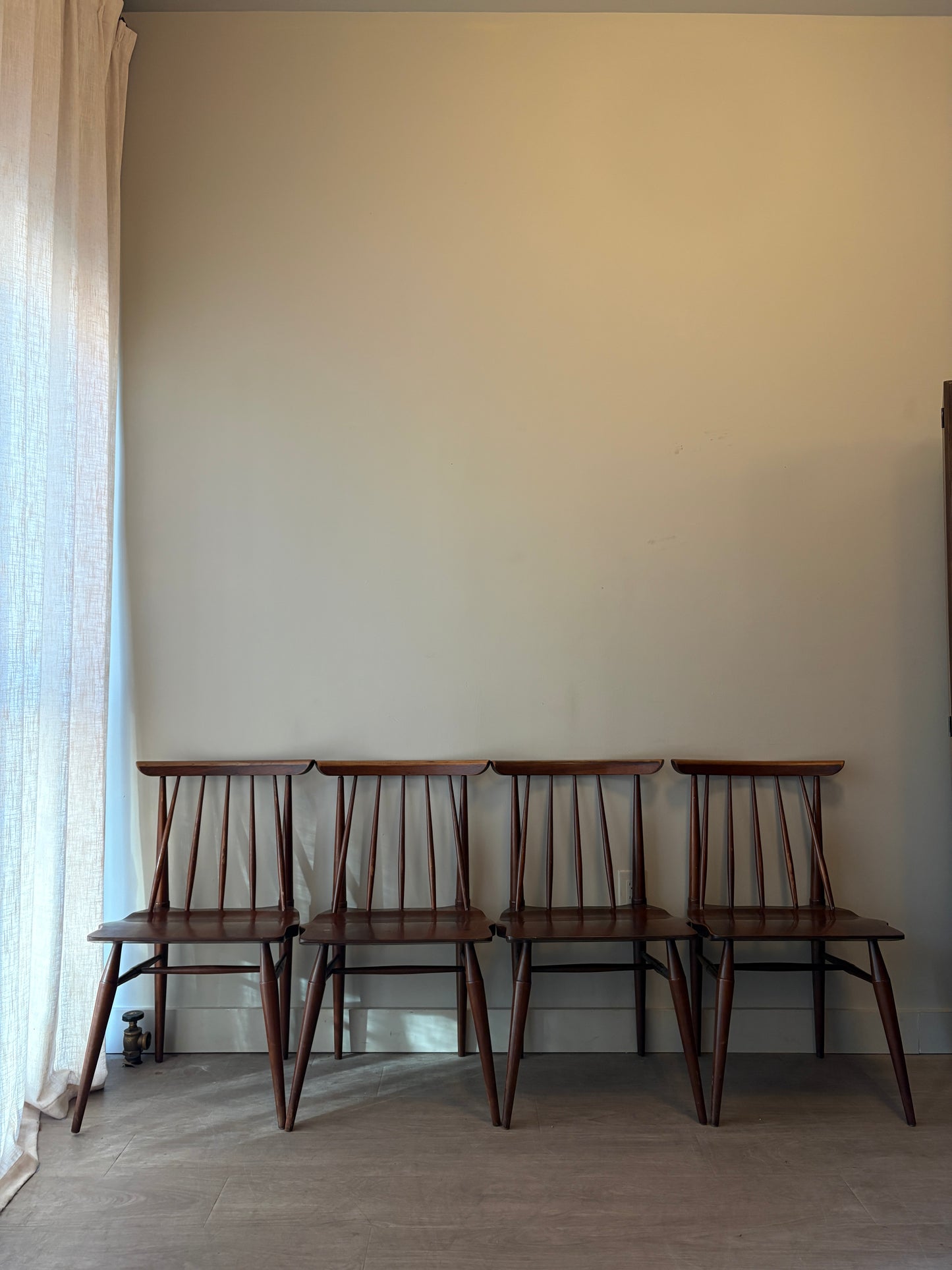 Cherry spindle chairs without arms. Sets of 2.
