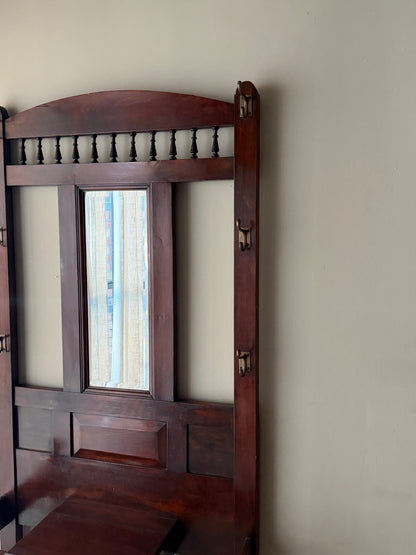 English early Victorian walnut hall tree