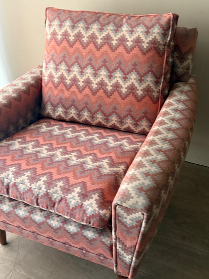 Danish pink patterned lounge chair