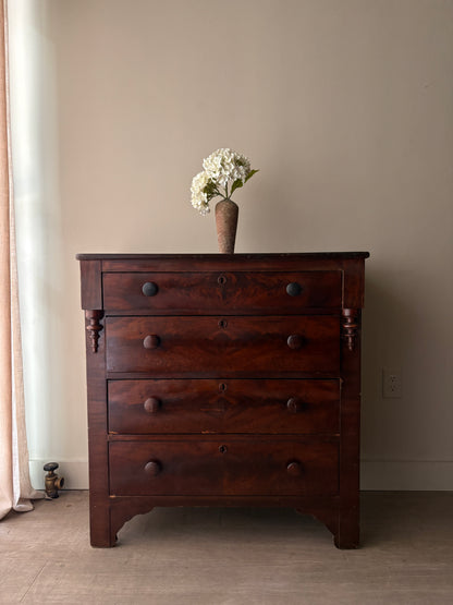 Empire burled walnut dresser
