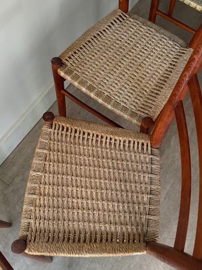 Chiavari Spinetto ladder back dining chairs with wicker cord seats. Sold as a set of 6.