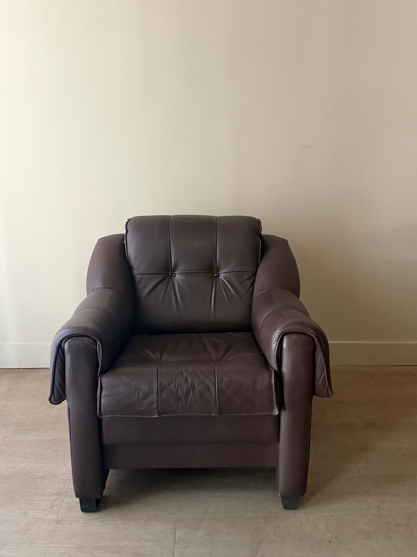 Scandinavian brown leather club chair