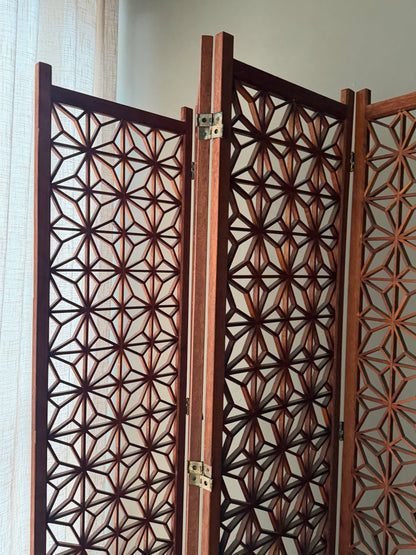 Teak geometric room divider