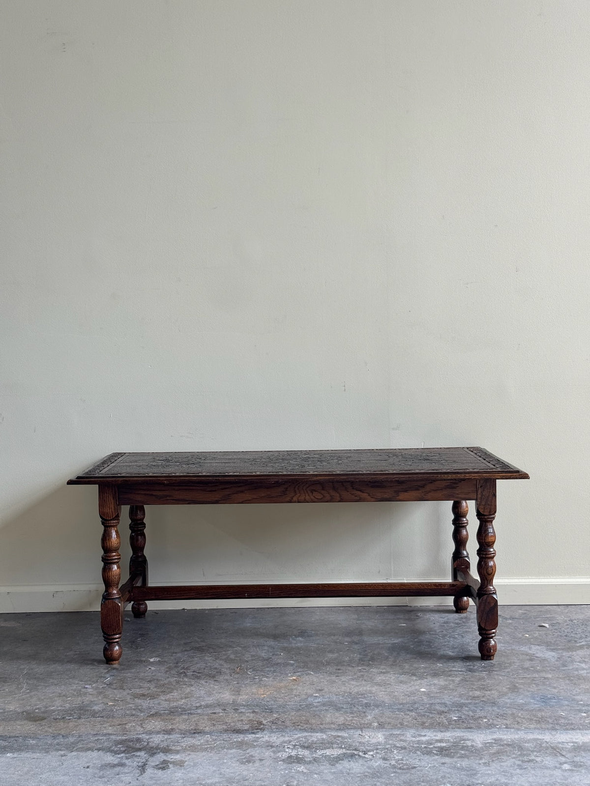 Carved oak coffee table