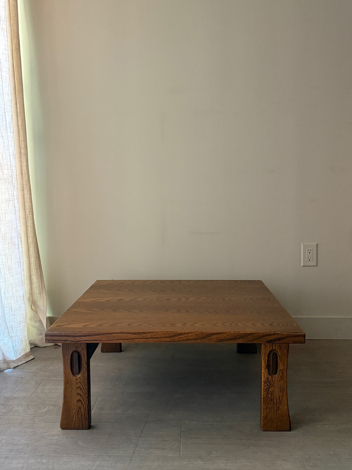 Carl Straub brutalist oak coffee table
