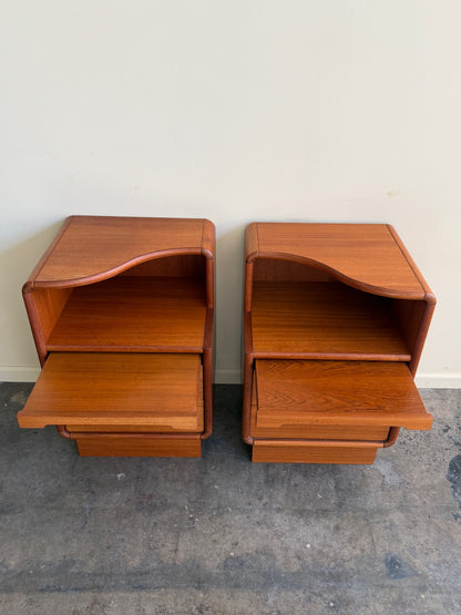 Sun Cabinet Co. teak nightstands. Sold as a pair.