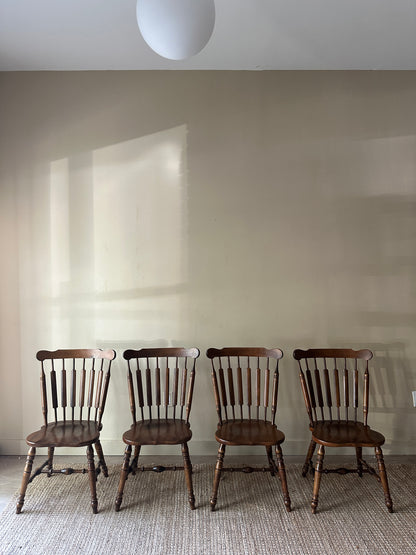 Pine dining chairs. Sold in pairs.