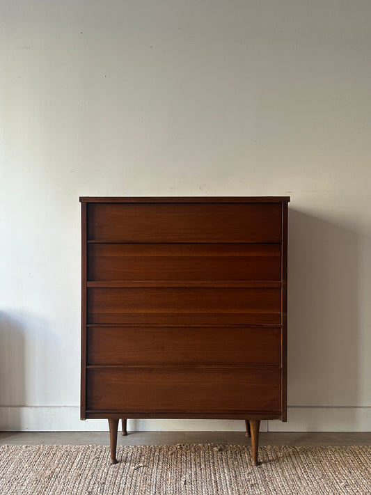 Walnut tallboy with painted top.