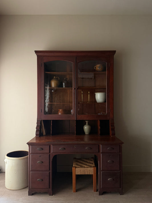 Victorian walnut two piece desk/hutch