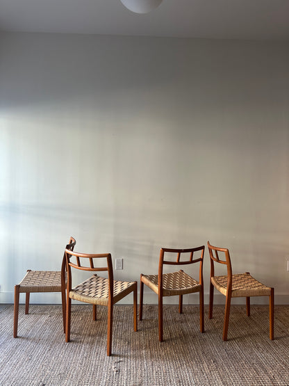 Danish teak dining chairs. Sold individually.