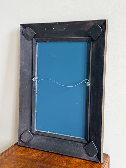 Reverse painted glass mirror