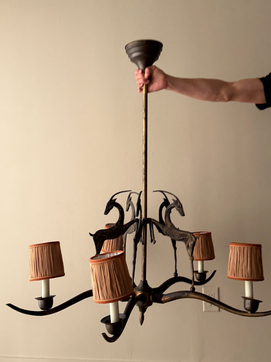 Deco bronze gazelle chandelier