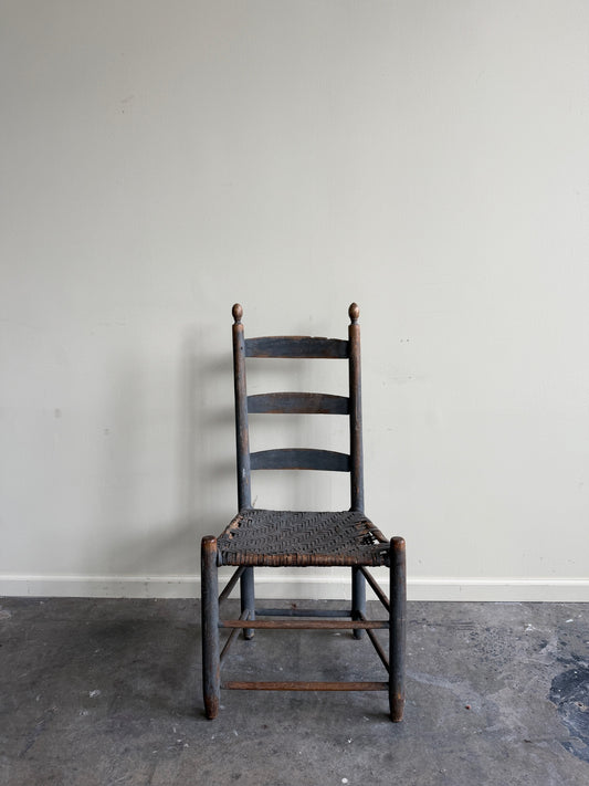 Blue painted oak ladder back chair (decorative)
