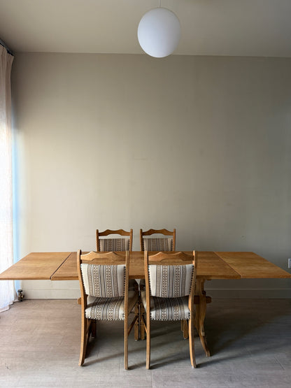 1970s Danish oak dining table with extensions
