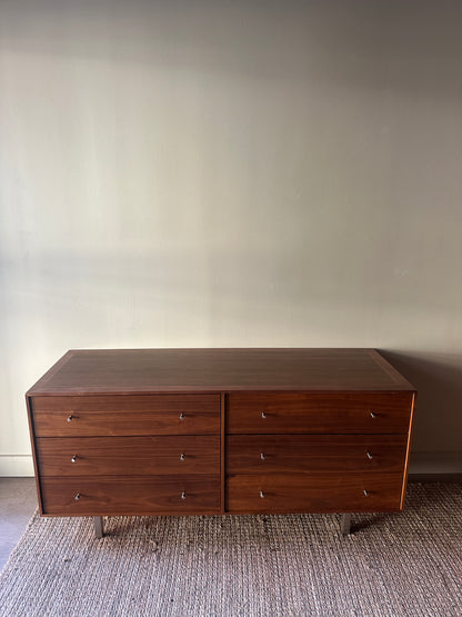 Walnut credenza with chrome knobs
