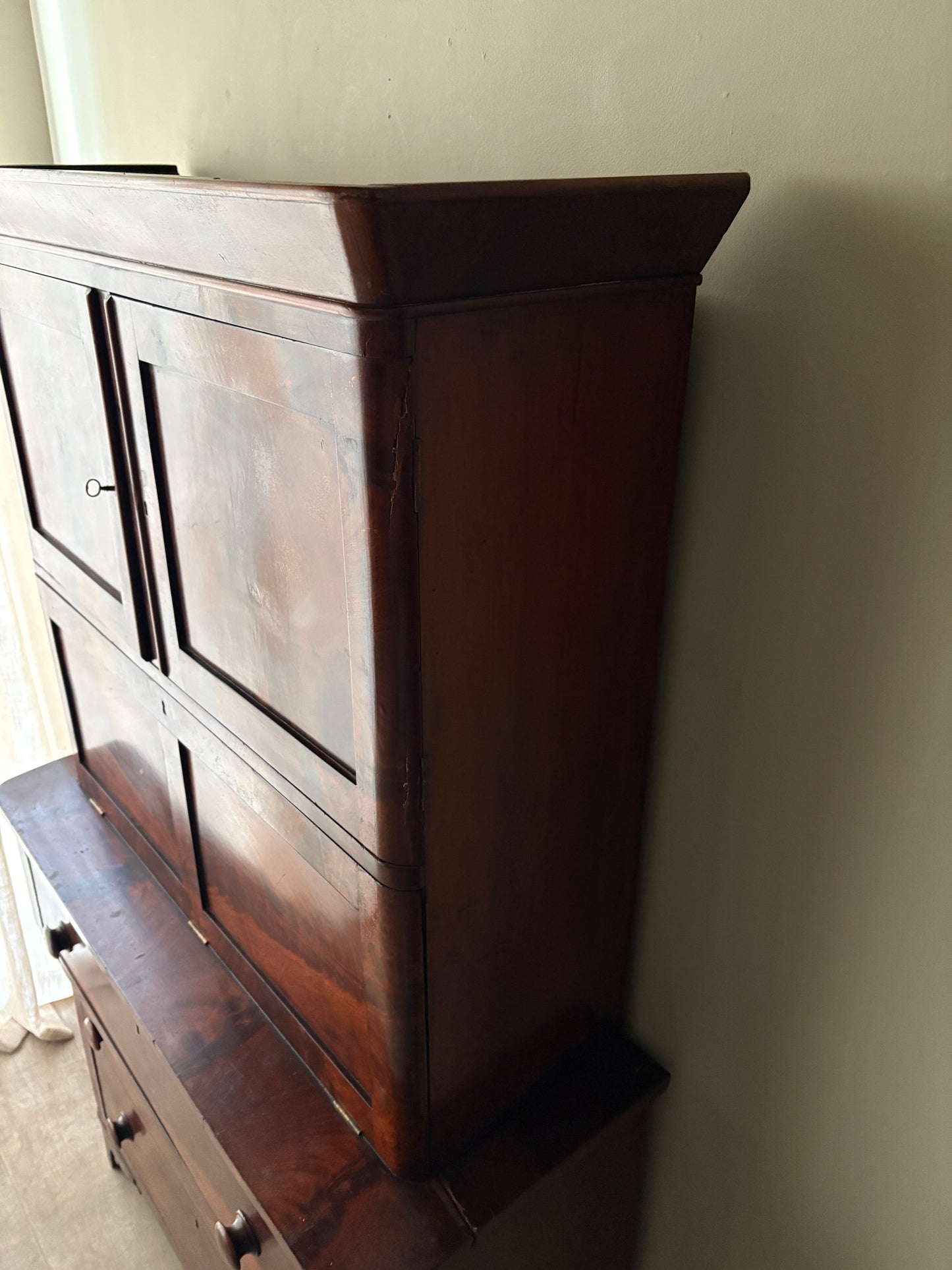 Empire mahogany secretary hutch