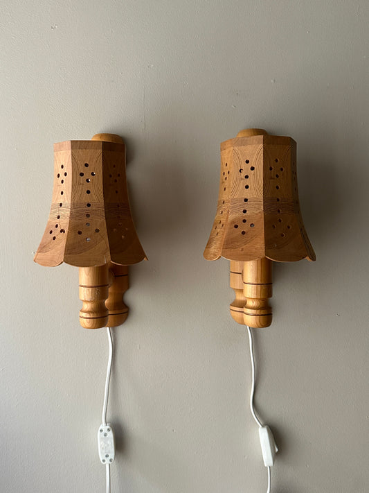 Pair of Swedish pine sconces