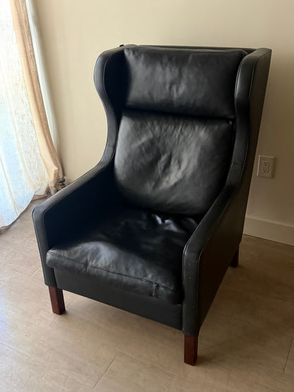 Skalma Danish leather wingback lounge chair