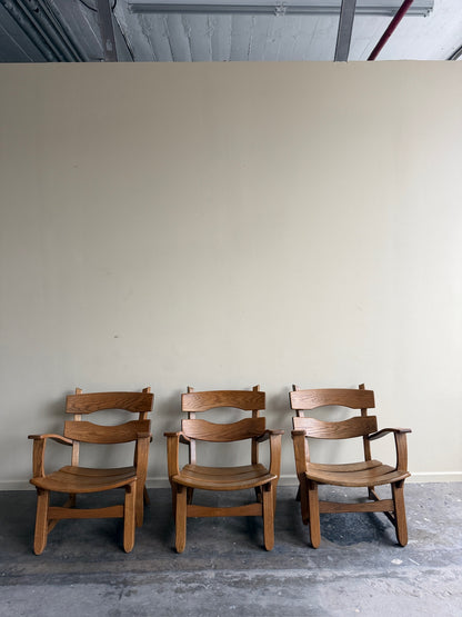 AWA Almelo Dutch oak armchairs. Sold individually.