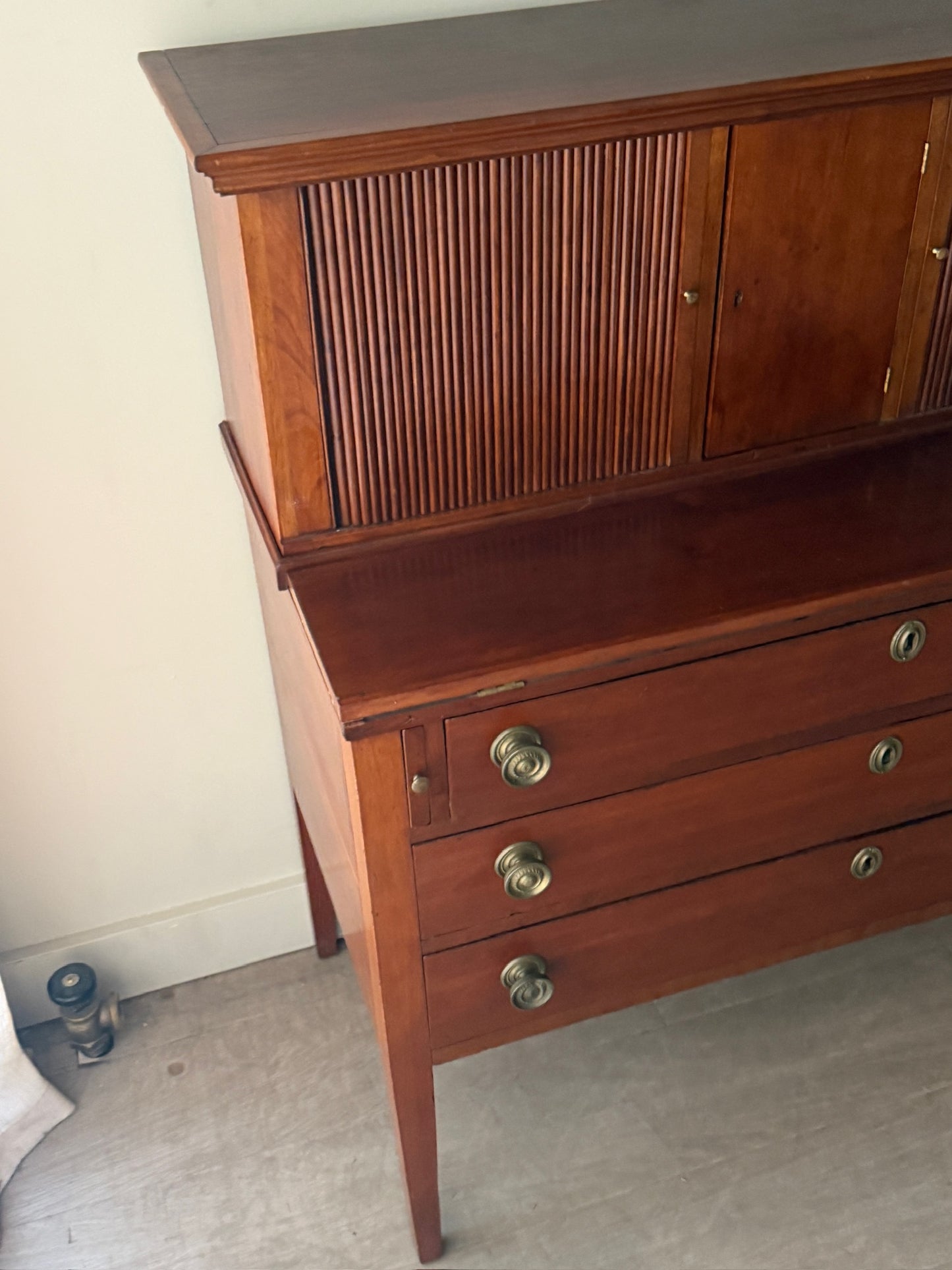 Federal mixed wood tambour door writing desk