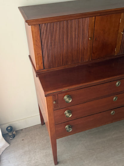 Federal mixed wood tambour door writing desk
