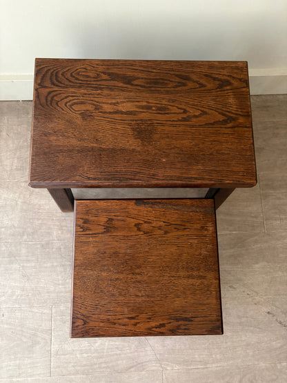 Belgian Brutalist oak nesting tables