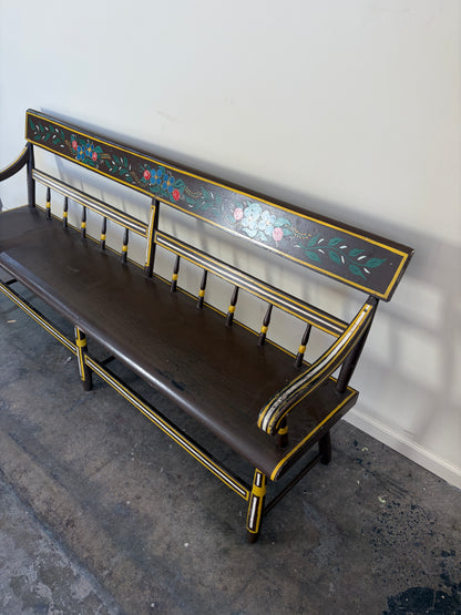 Pennsylvania Sheraton Half Spindle Deacon's Bench