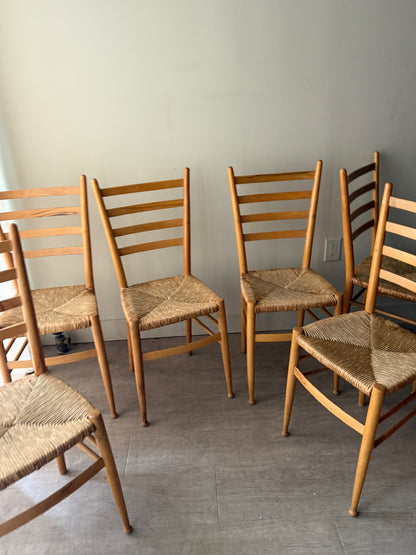 Maple rush seat dining chairs. Sold in pairs.