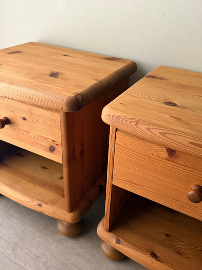 Pair of Scandinavian pine nightstands