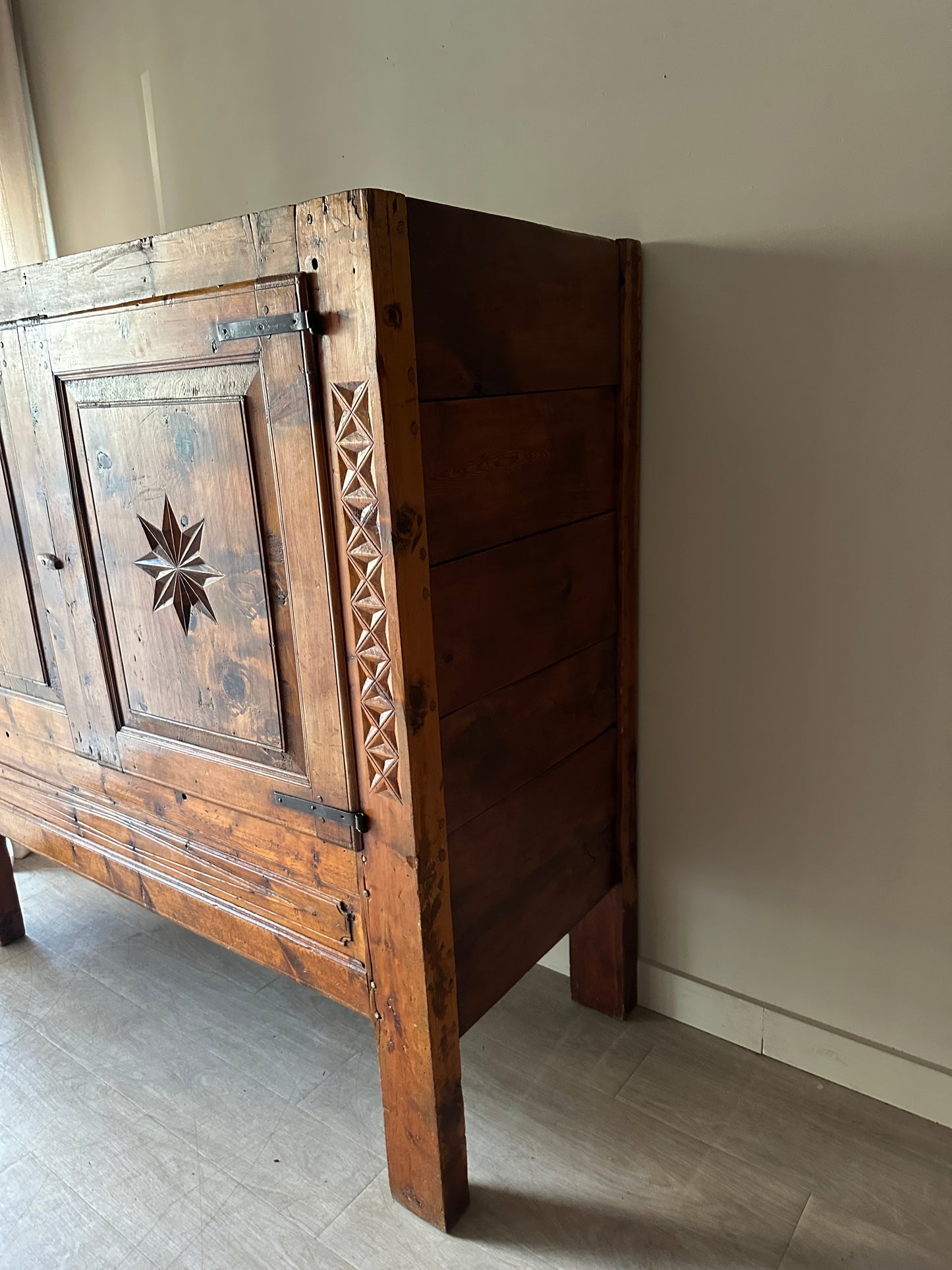French carved pine cabinet